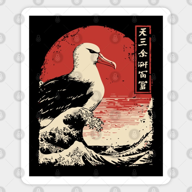 Majestic Seagull and The Great Wave Art Sticker by TuncGK